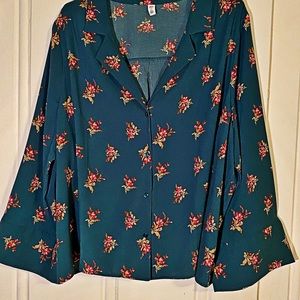 Green Flowered Button up Blazer